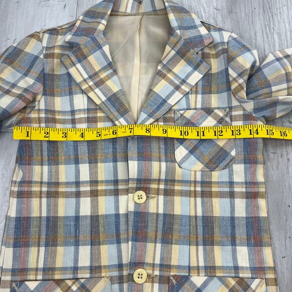 Billy The Kid Vintage Plaid Pastel Long Sleeve 2 Button Front Pockets Blazer 12 - Picture 8 of 9